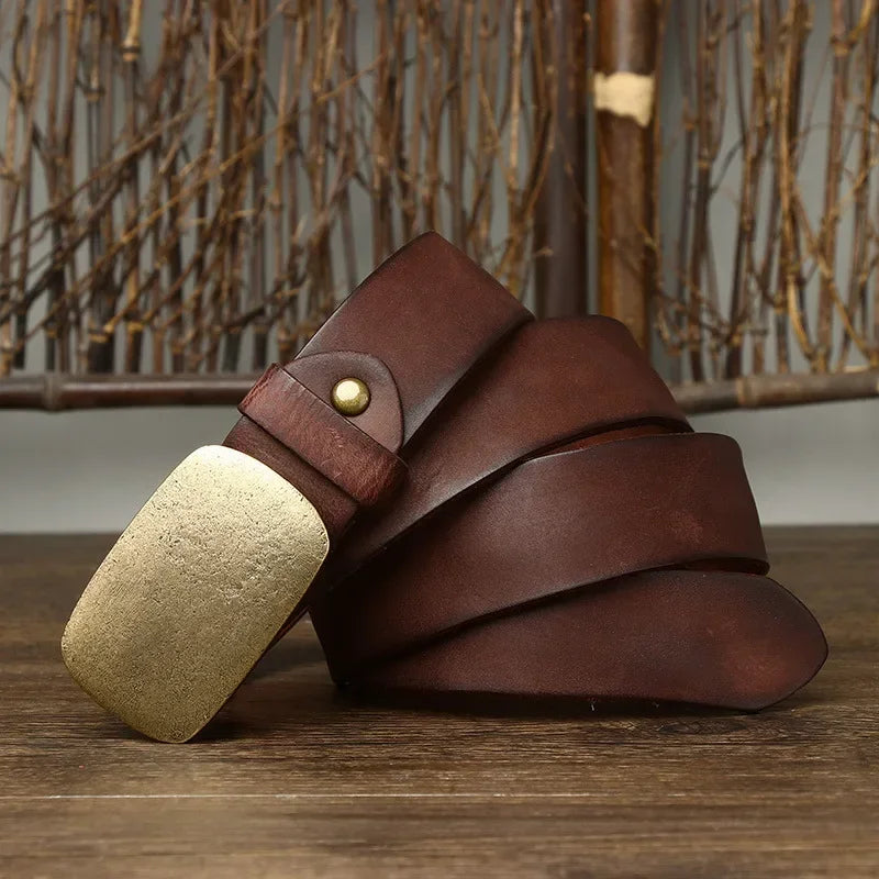MORVANI GENUINE LEATHER BELT - MEN’S COWHIDE VINTAGE BELT