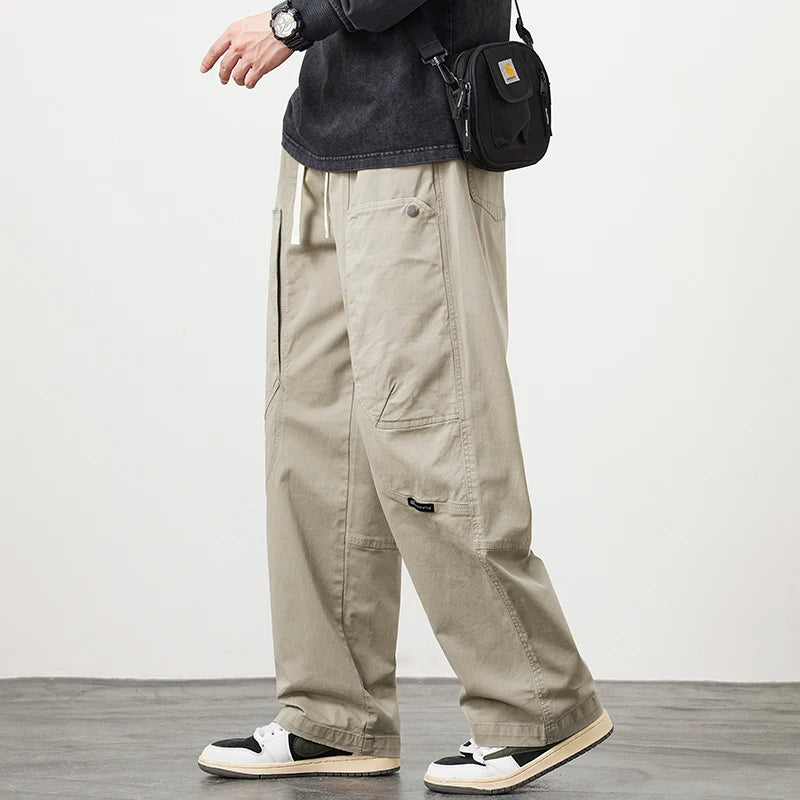 LARVYN CARGO PANTS - MEN’S COTTON WIDE-LEG TROUSERS