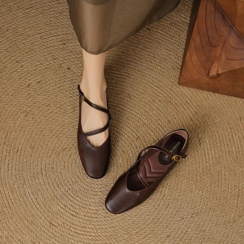 Aurelia Strap Leather Flats (Women)