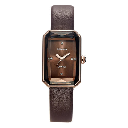 Rebirth Retro Rectangle Quartz Watch - Women's Elegant Wristwatch