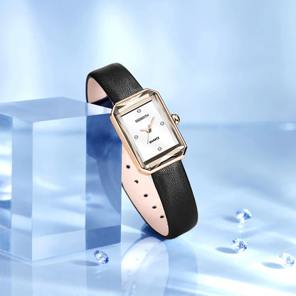 Rebirth Retro Rectangle Quartz Watch - Women's Elegant Wristwatch