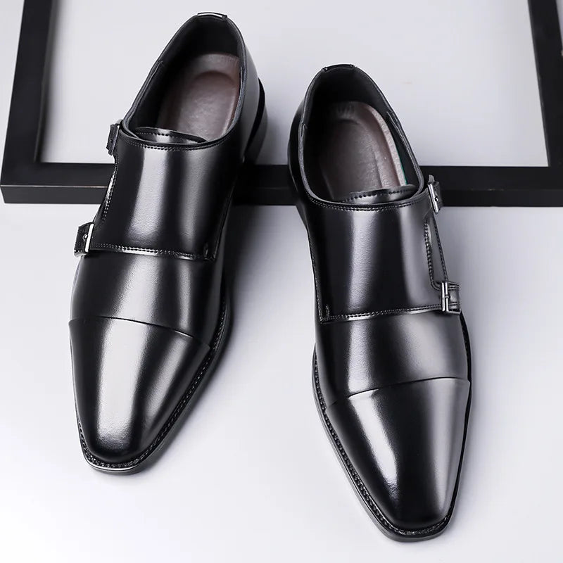 BRAXTON MONK STRAPS - MEN’S LEATHER DOUBLE-BUCKLE DRESS SHOES