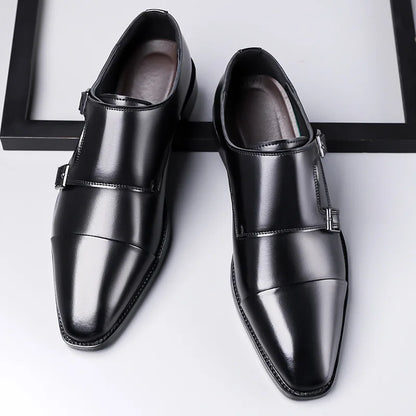 BRAXTON MONK STRAPS - MEN’S LEATHER DOUBLE-BUCKLE DRESS SHOES