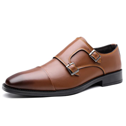 BRAXTON MONK STRAPS - MEN’S LEATHER DOUBLE-BUCKLE DRESS SHOES