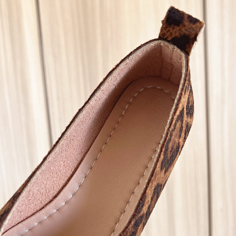 Noira Leopard Print Leather Flats (Women)