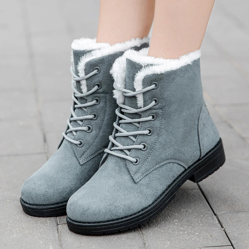 Frostellia Cozy Lace-Up Snow Boots