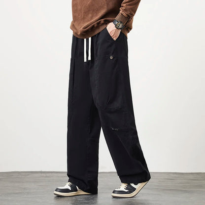 LARVYN CARGO PANTS - MEN’S COTTON WIDE-LEG TROUSERS
