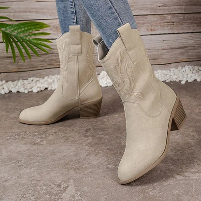 Elowen Embroidered Western Boots - Women's Pointed Toe Ankle Cowboy Boots
