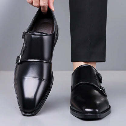BRAXTON MONK STRAPS - MEN’S LEATHER DOUBLE-BUCKLE DRESS SHOES