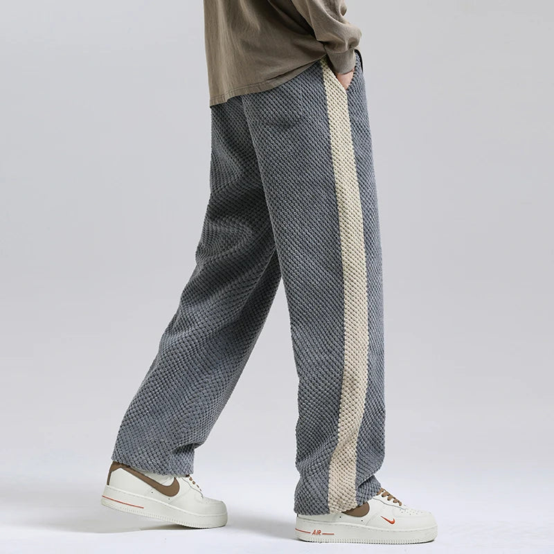 MIRANO TEXTURED PANTS - MEN'S LOOSE STRAIGHT-LEG LOUNGE TROUSERS