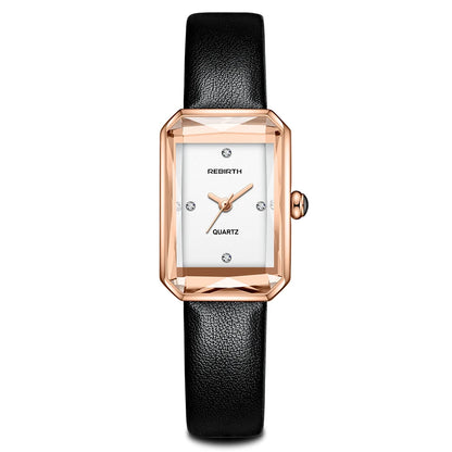 Rebirth Retro Rectangle Quartz Watch - Women's Elegant Wristwatch