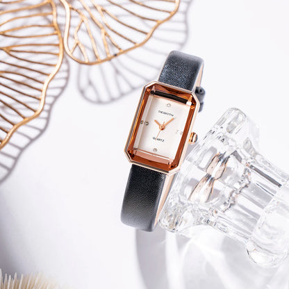 Rebirth Retro Rectangle Quartz Watch - Women's Elegant Wristwatch