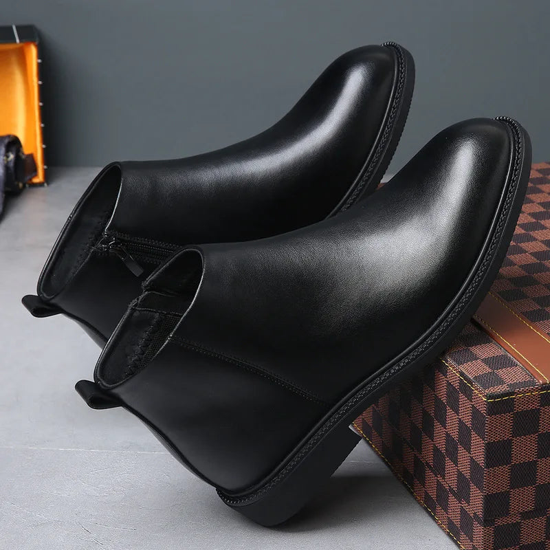 RAEVON BOOTS - MEN’S GENUINE LEATHER ZIP-UP ANKLE CHELSEA BOOTS