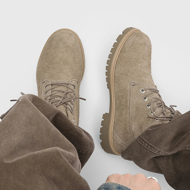 Raveren Suede Boots - Men's Genuine Suede Lace-Up Ankle Boots