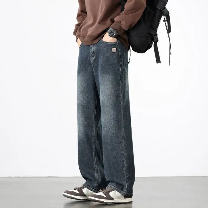 KAVEN STRAIGHT JEANS - MEN'S VINTAGE WIDE-LEG DENIM JEANS