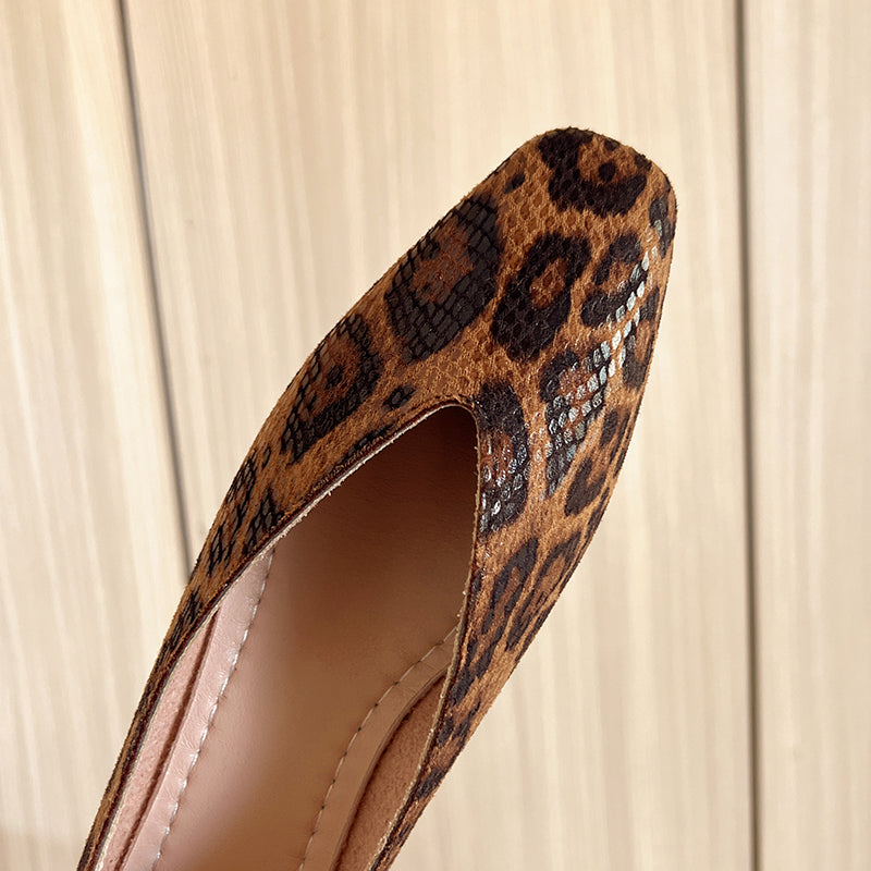 Noira Leopard Print Leather Flats (Women)