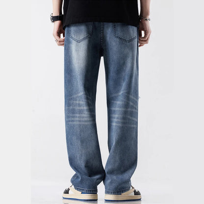 MARVELO RIPPED DENIM JEANS - MEN'S LIGHT WASH STREETWEAR JEANS