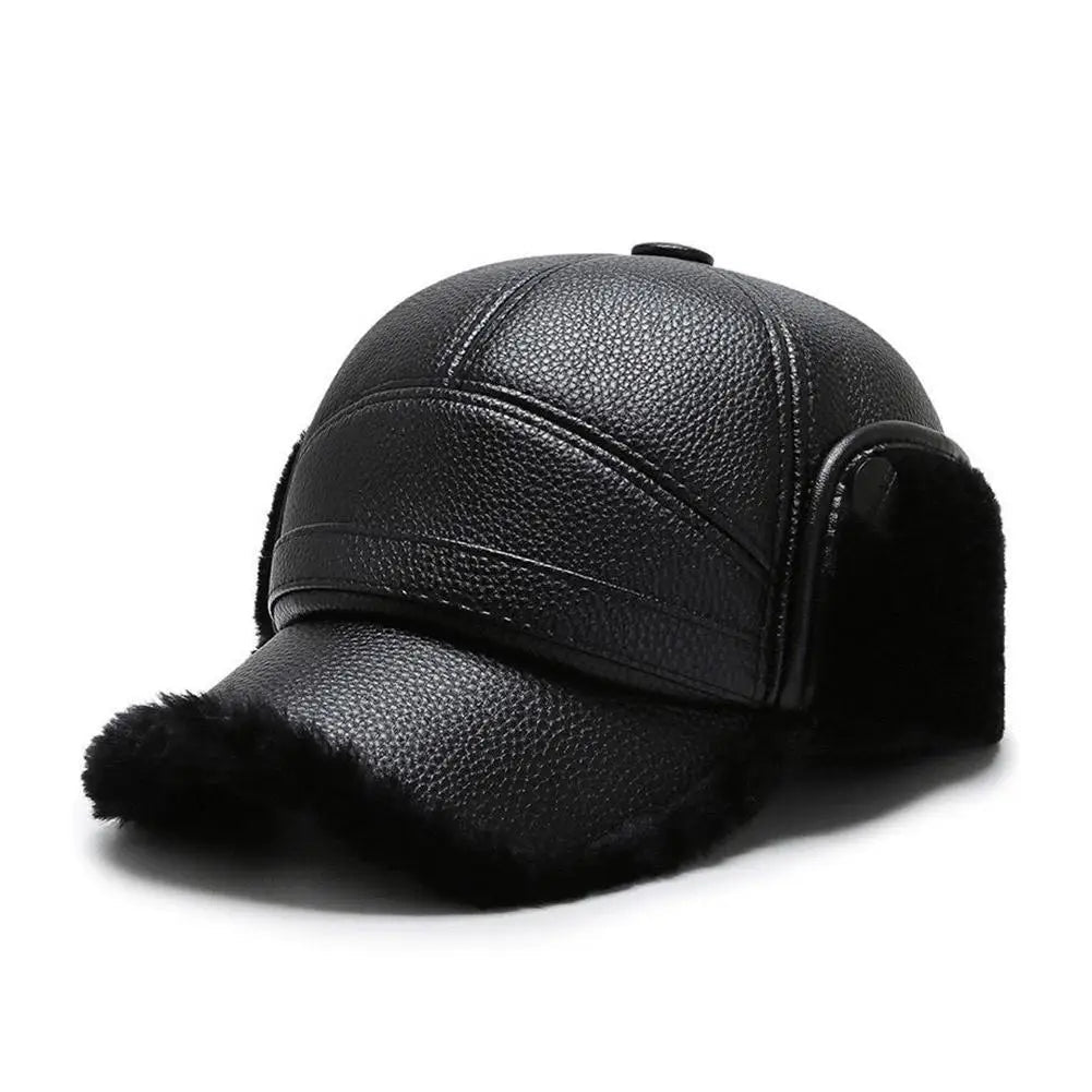 Raventon LeatherShield Earflap Cap - Winter Plush-Lined Hat