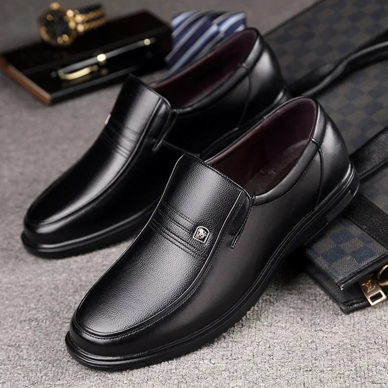 LORVEN LOAFERS - MEN’S GENUINE LEATHER SLIP-ON BUSINESS SHOES