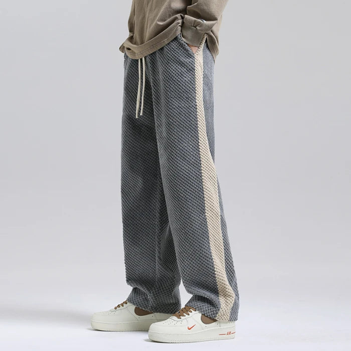 MIRANO TEXTURED PANTS - MEN'S LOOSE STRAIGHT-LEG LOUNGE TROUSERS
