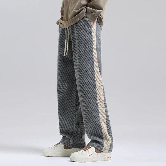 MIRANO TEXTURED PANTS - MEN'S LOOSE STRAIGHT-LEG LOUNGE TROUSERS