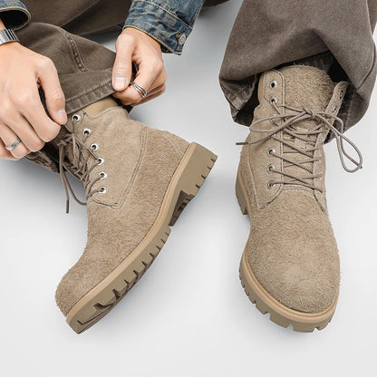 Raveren Suede Boots - Men's Genuine Suede Lace-Up Ankle Boots