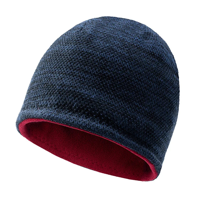 Ironveil Reversible Fleece Beanie - Winter Knit Skull Cap