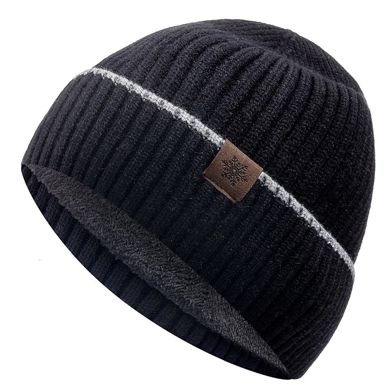 SNOWCREST FLEECE BEANIE - THICK KNIT WINTER HAT WITH PLUSH LINING