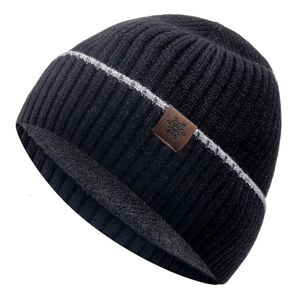 SNOWCREST FLEECE BEANIE - THICK KNIT WINTER HAT WITH PLUSH LINING