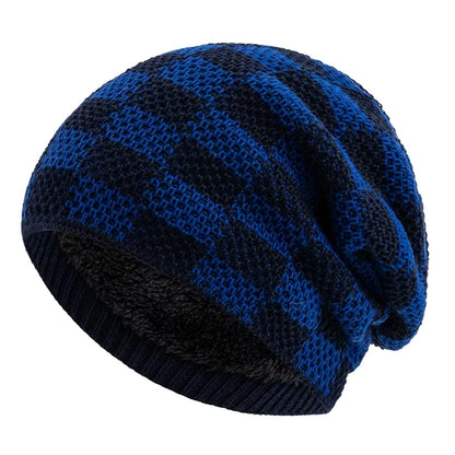 Frostline Check Knit Beanie - Plush-Lined Winter Hat