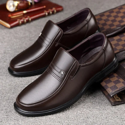 LORVEN LOAFERS - MEN’S GENUINE LEATHER SLIP-ON BUSINESS SHOES