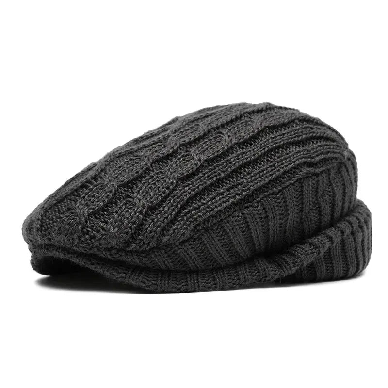 Crestwyn Knit Flat Cap - Cotton Winter Newsboy Hat