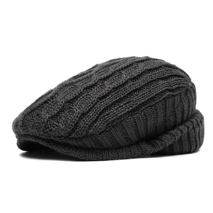 Crestwyn Knit Flat Cap - Cotton Winter Newsboy Hat
