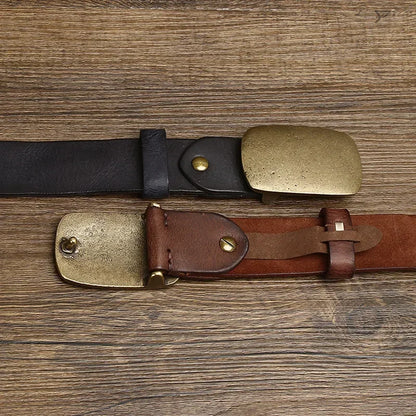 MORVANI GENUINE LEATHER BELT - MEN’S COWHIDE VINTAGE BELT