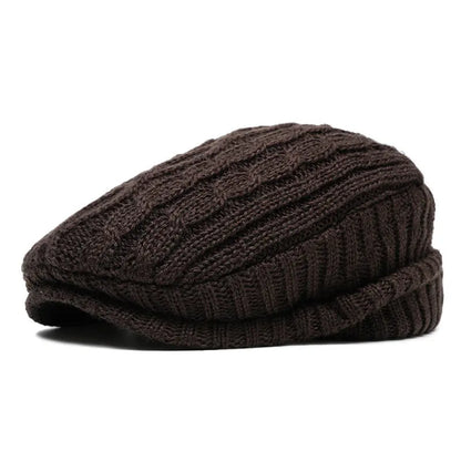 Crestwyn Knit Flat Cap - Cotton Winter Newsboy Hat