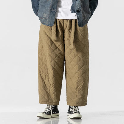 HANZEN QUILTED STREET PANTS - MEN’S COTTON PADDED LOOSE-FIT WINTER TROUSERS