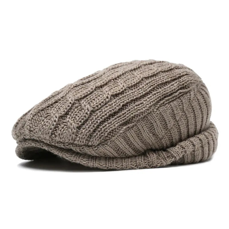 Crestwyn Knit Flat Cap - Cotton Winter Newsboy Hat