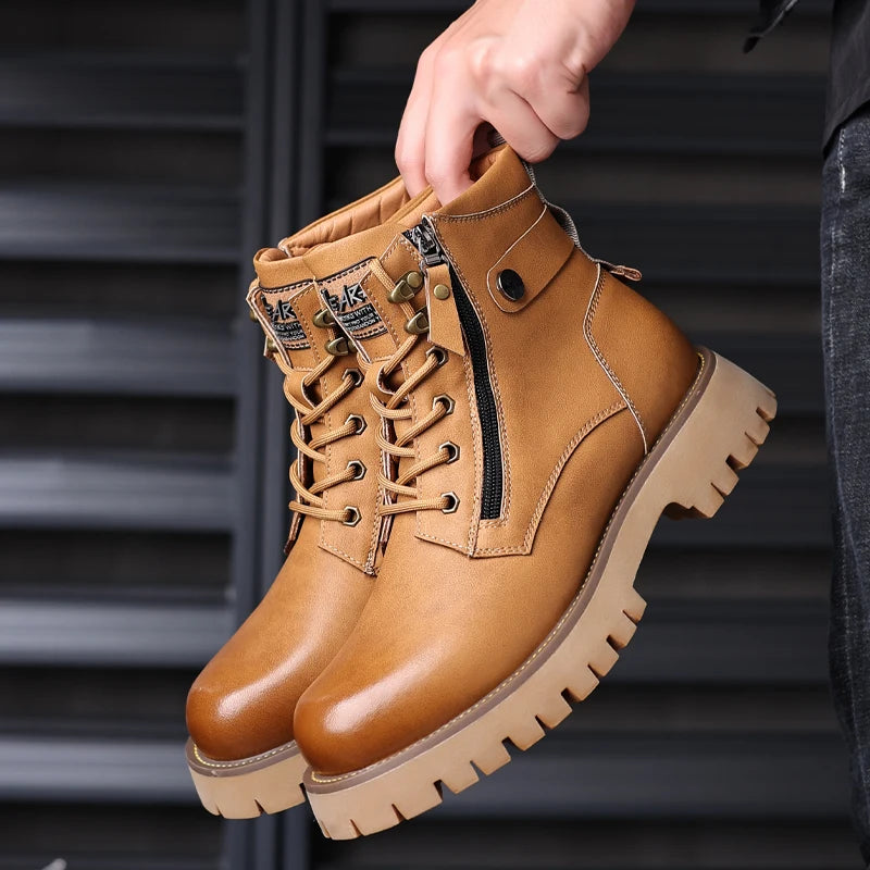 RAVEMONT BOOTS - MEN’S GENUINE LEATHER OUTDOOR ZIPPER BOOTS