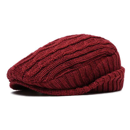 Crestwyn Knit Flat Cap - Cotton Winter Newsboy Hat