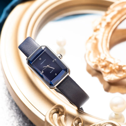 Rebirth Retro Rectangle Quartz Watch - Women's Elegant Wristwatch