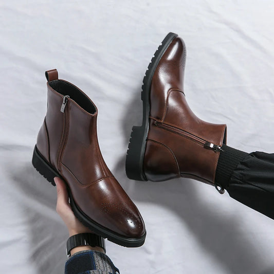 RAVENMOOR CHELSEA BOOTS - MEN’S LEATHER ANKLE BOOTS WITH SIDE ZIPPER