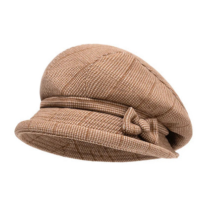 Aurielle Bow Beret - Women's Elegant Winter Short-Brim Hat