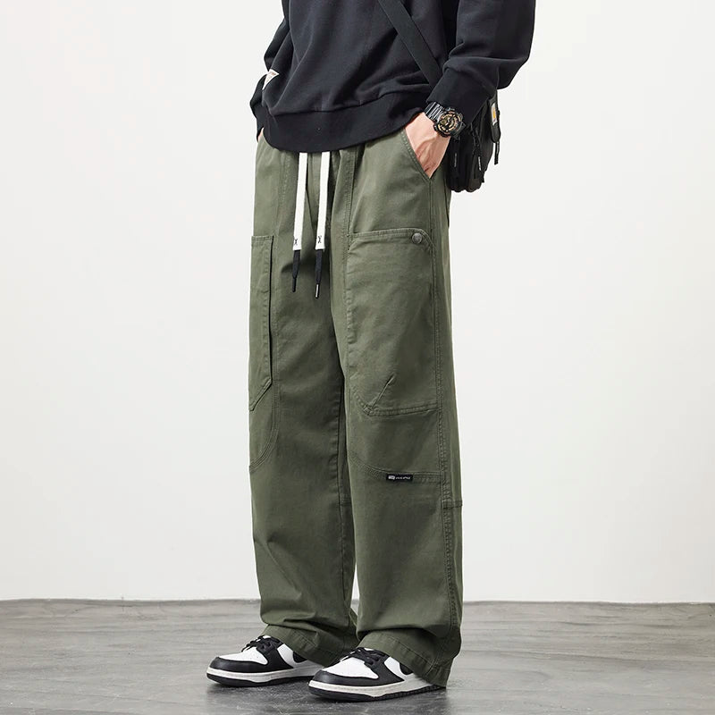 LARVYN CARGO PANTS - MEN’S COTTON WIDE-LEG TROUSERS