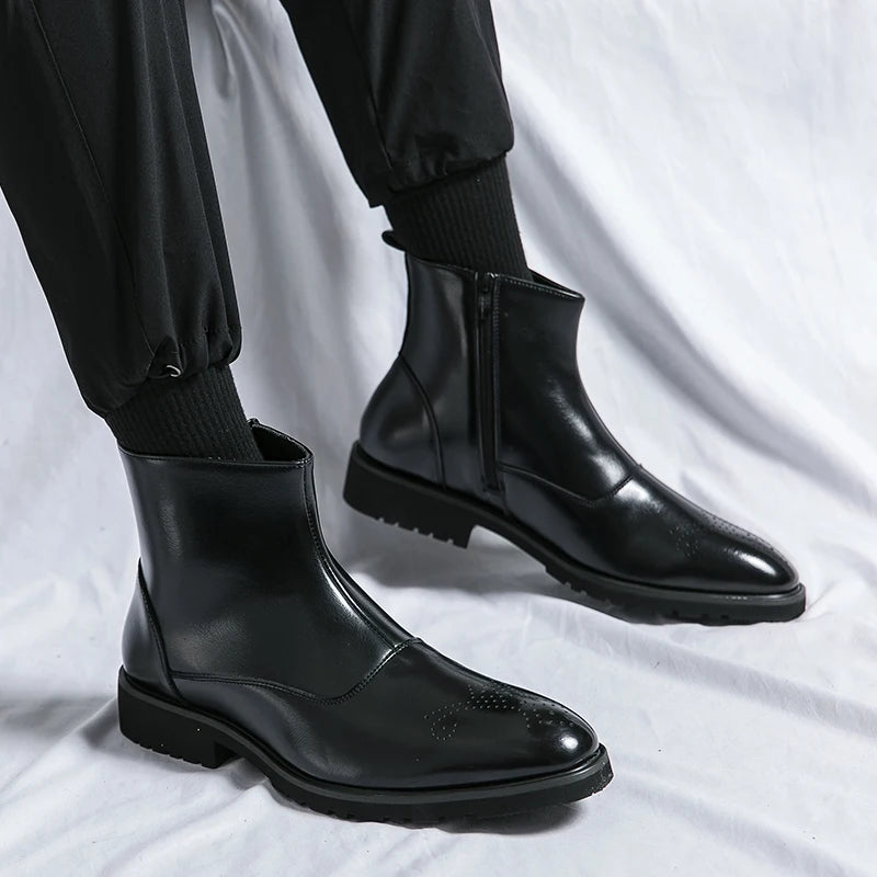 RAVENMOOR CHELSEA BOOTS - MEN’S LEATHER ANKLE BOOTS WITH SIDE ZIPPER
