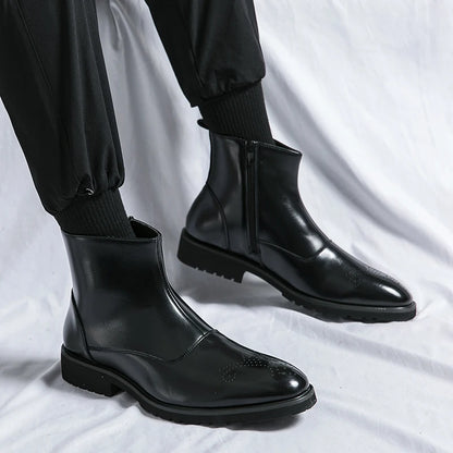RAVENMOOR CHELSEA BOOTS - MEN’S LEATHER ANKLE BOOTS WITH SIDE ZIPPER