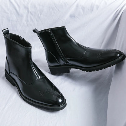 RAVENMOOR CHELSEA BOOTS - MEN’S LEATHER ANKLE BOOTS WITH SIDE ZIPPER