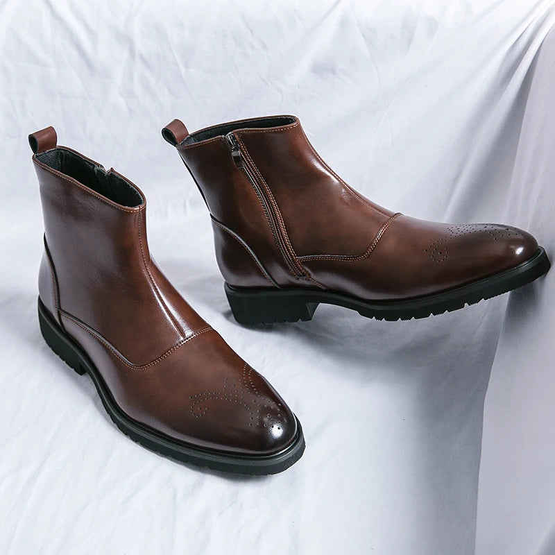 RAVENMOOR CHELSEA BOOTS - MEN’S LEATHER ANKLE BOOTS WITH SIDE ZIPPER
