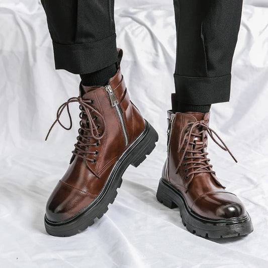 RAVENCE RIDGE BOOTS - MEN’S LEATHER ANKLE BOOTS WITH SIDE ZIPPER