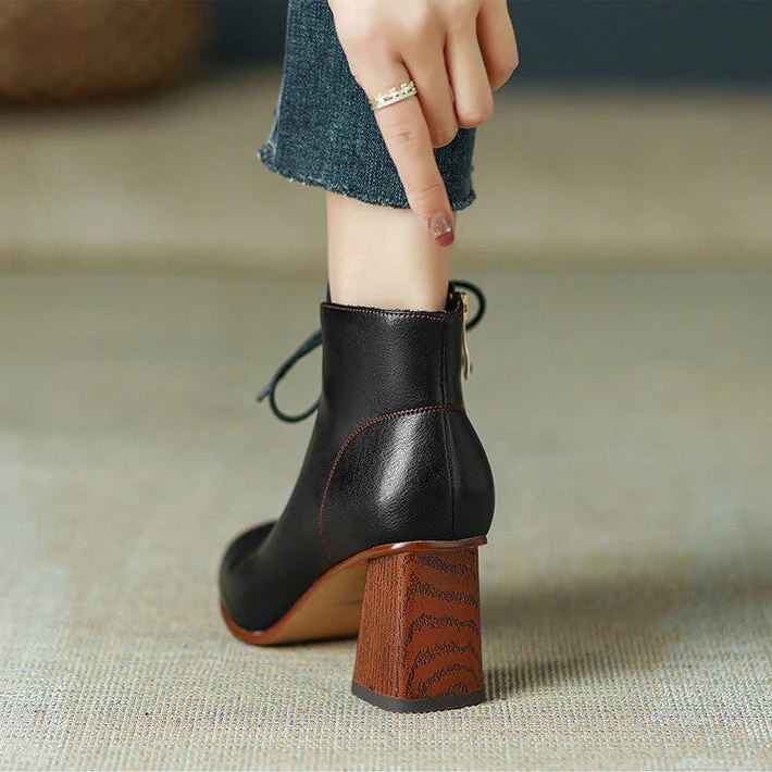 Vireya Lace-Up Leather Heel Boots (Women)