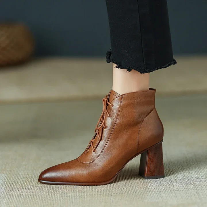 Vireya Lace-Up Leather Heel Boots (Women)